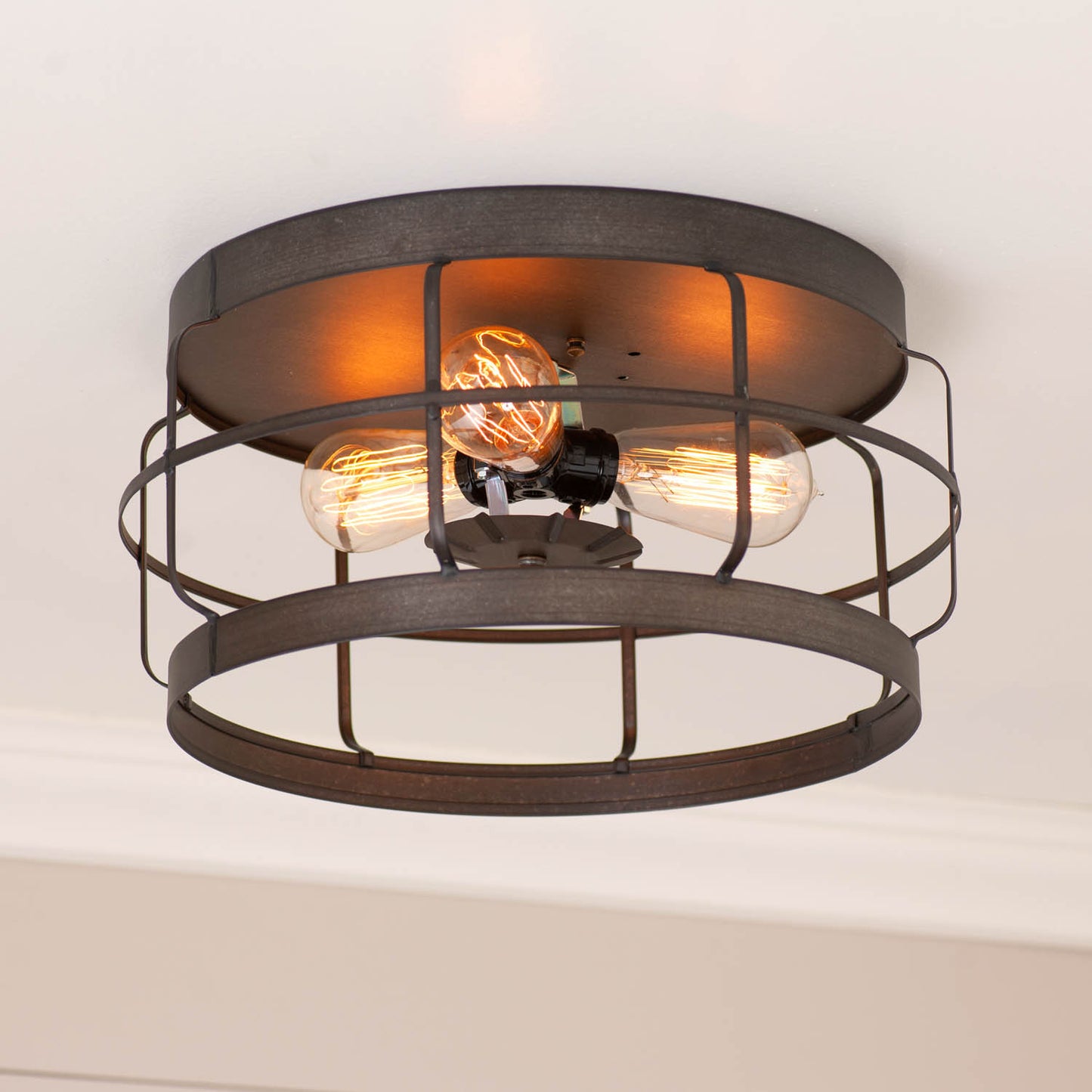 13-Inch Round Strap Flush Mount Ceiling Light