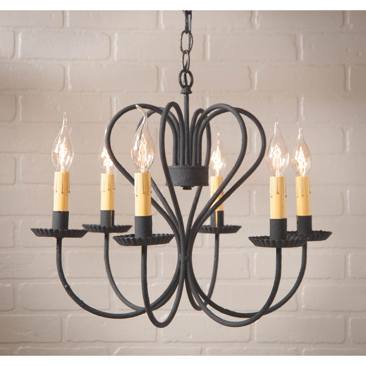 6-Arm Large Georgetown Chandelier in Textured Black