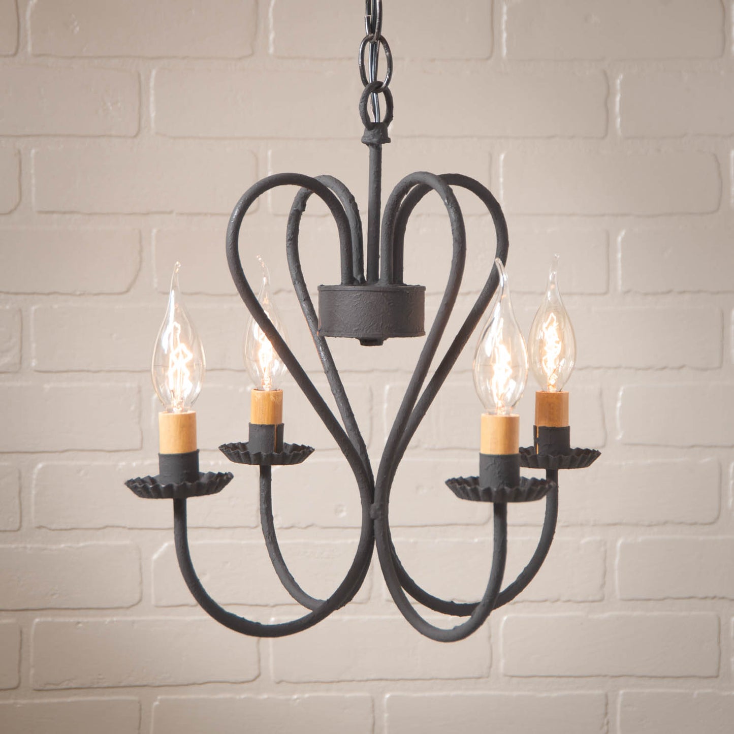 4-Arm Small Georgetown Chandelier in Textured Black