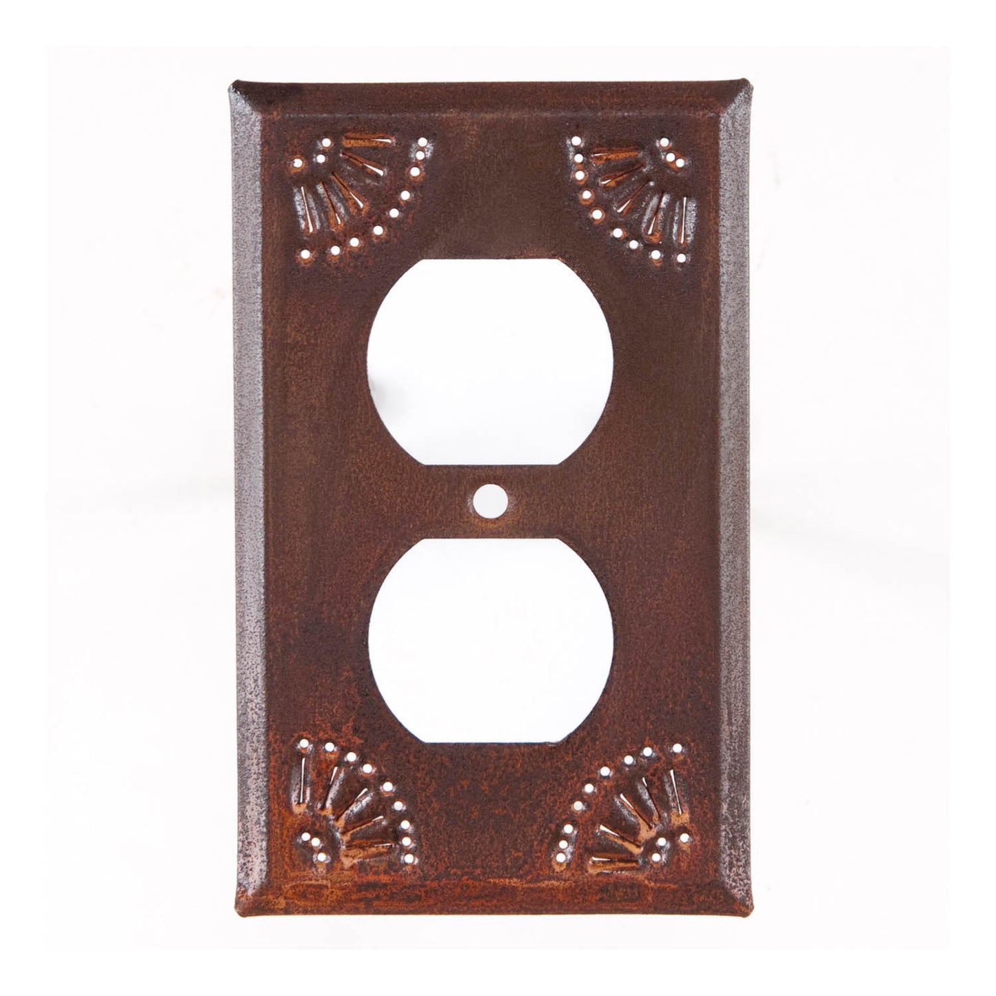 Single Outlet Cover with Chisel in Rustic Tin