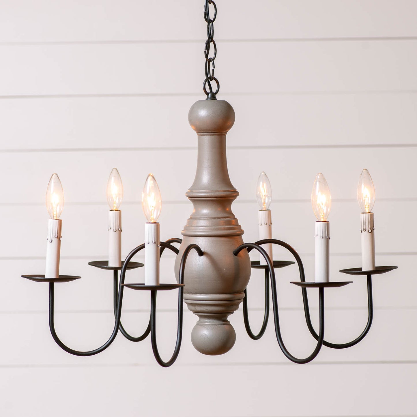 6-Arm Maple Glenn Wood Chandelier in Earl Gray