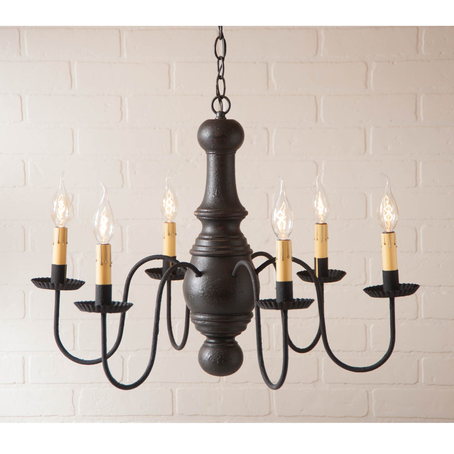 6-Arm Maple Glenn Wood Chandelier in Americana Black