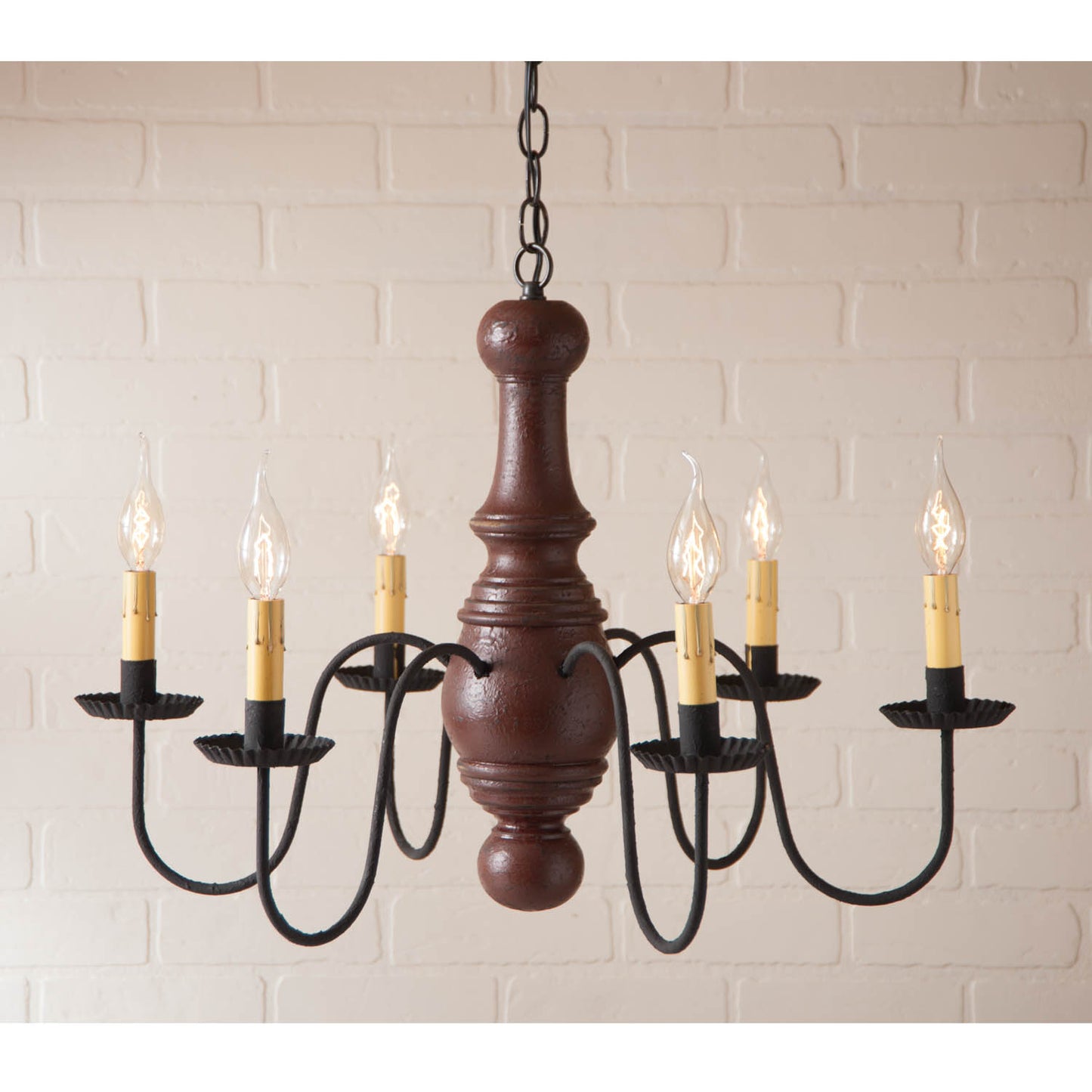 6-Arm Maple Glenn Wood Chandelier in Americana Red