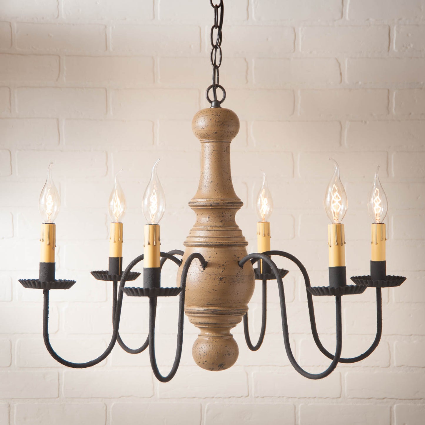 6-Arm Maple Glenn Wood Chandelier in Americana Pearwood