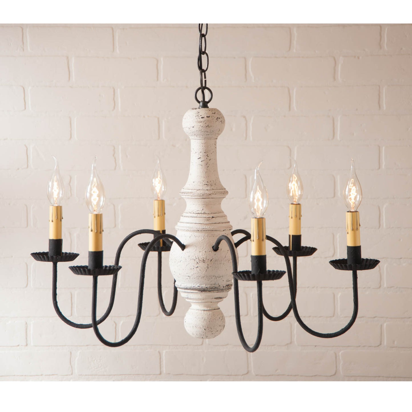 6-Arm Maple Glenn Wood Chandelier in Americana White