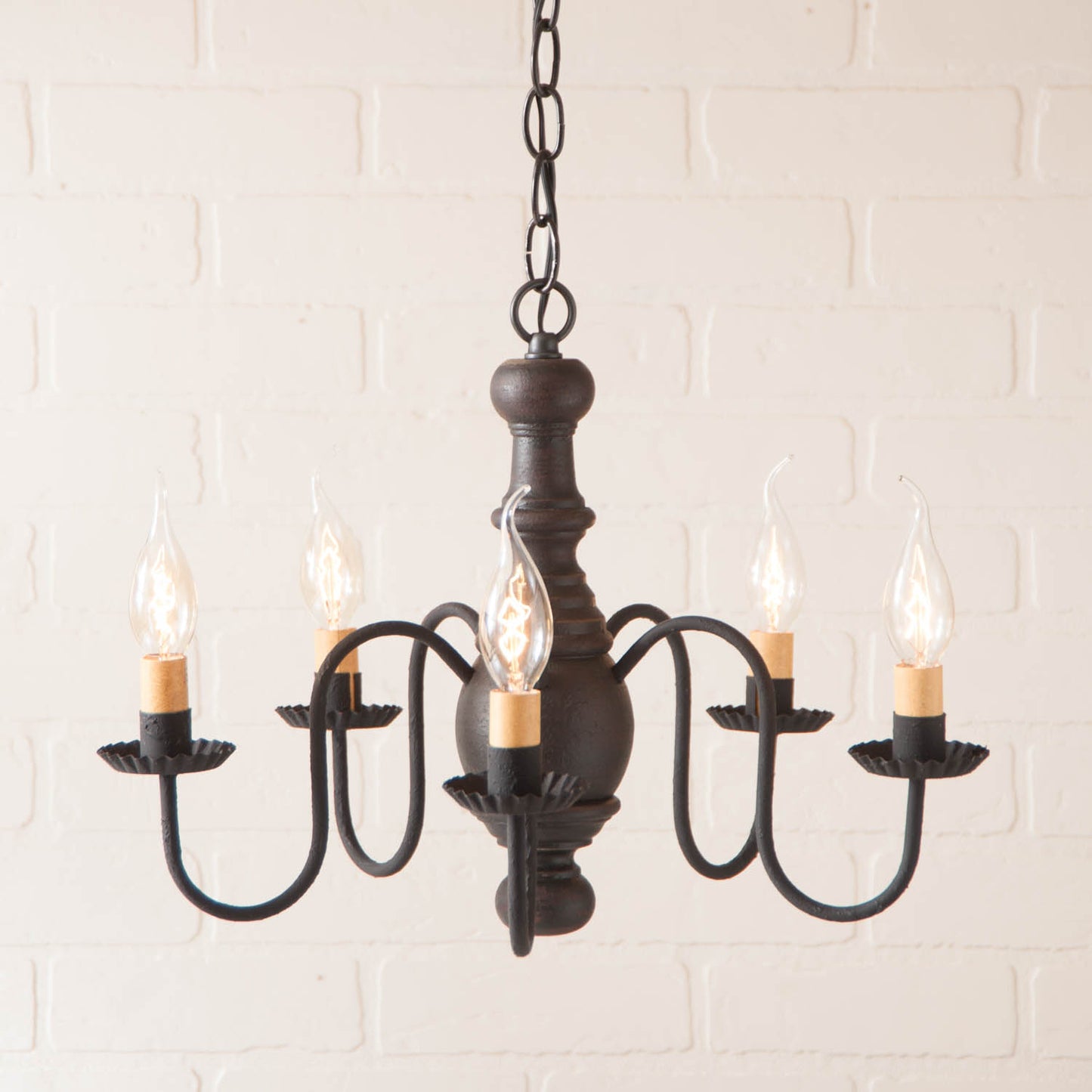 5-Arm Lancaster Wood Chandelier in Americana Black
