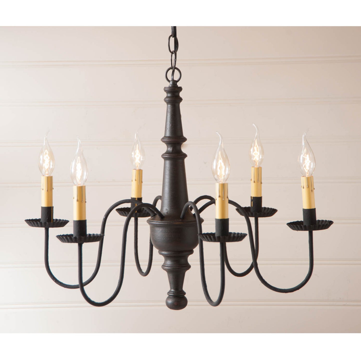 6-Arm Harrison Wood Chandelier in Americana Black