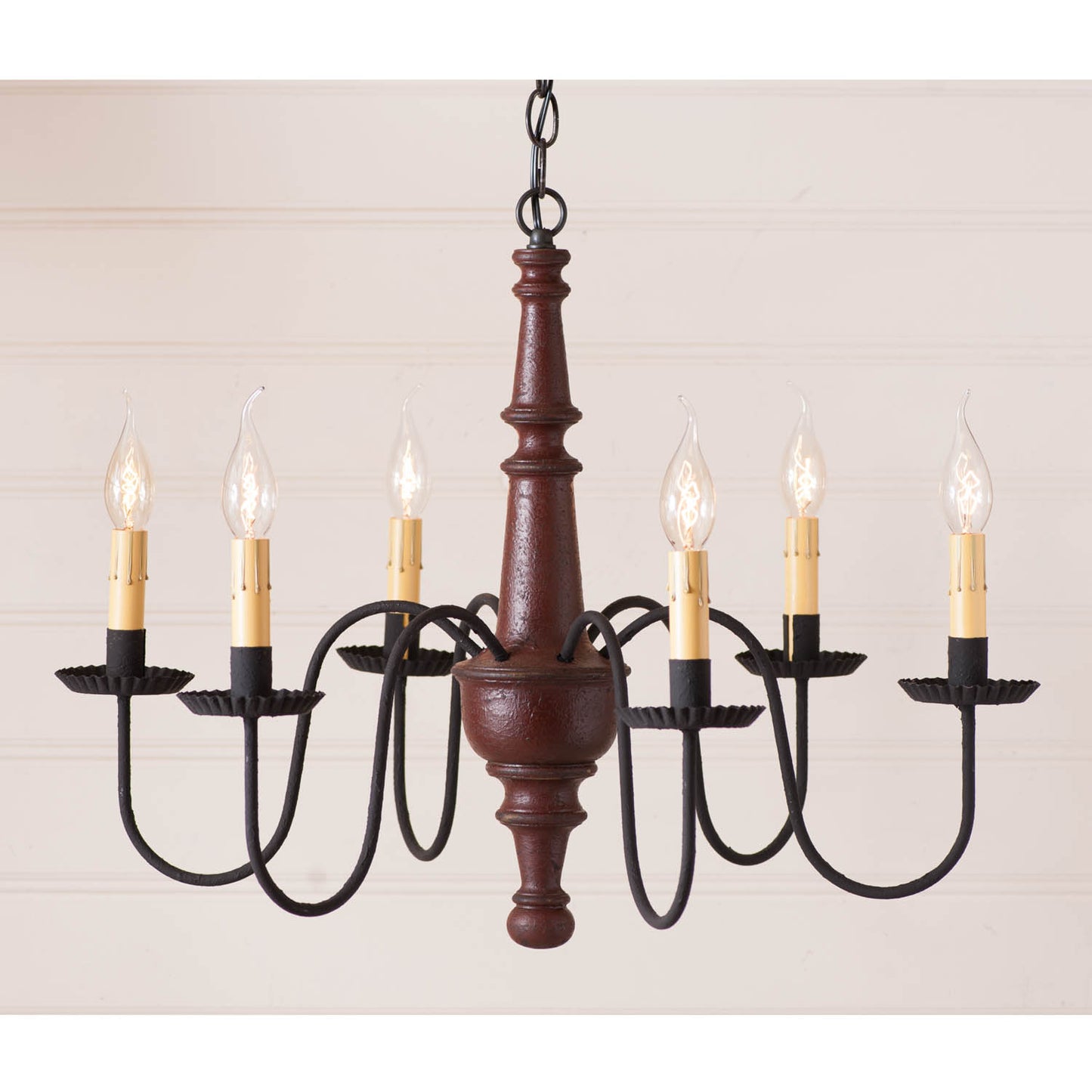 6-Arm Harrison Wood Chandelier in Americana Red