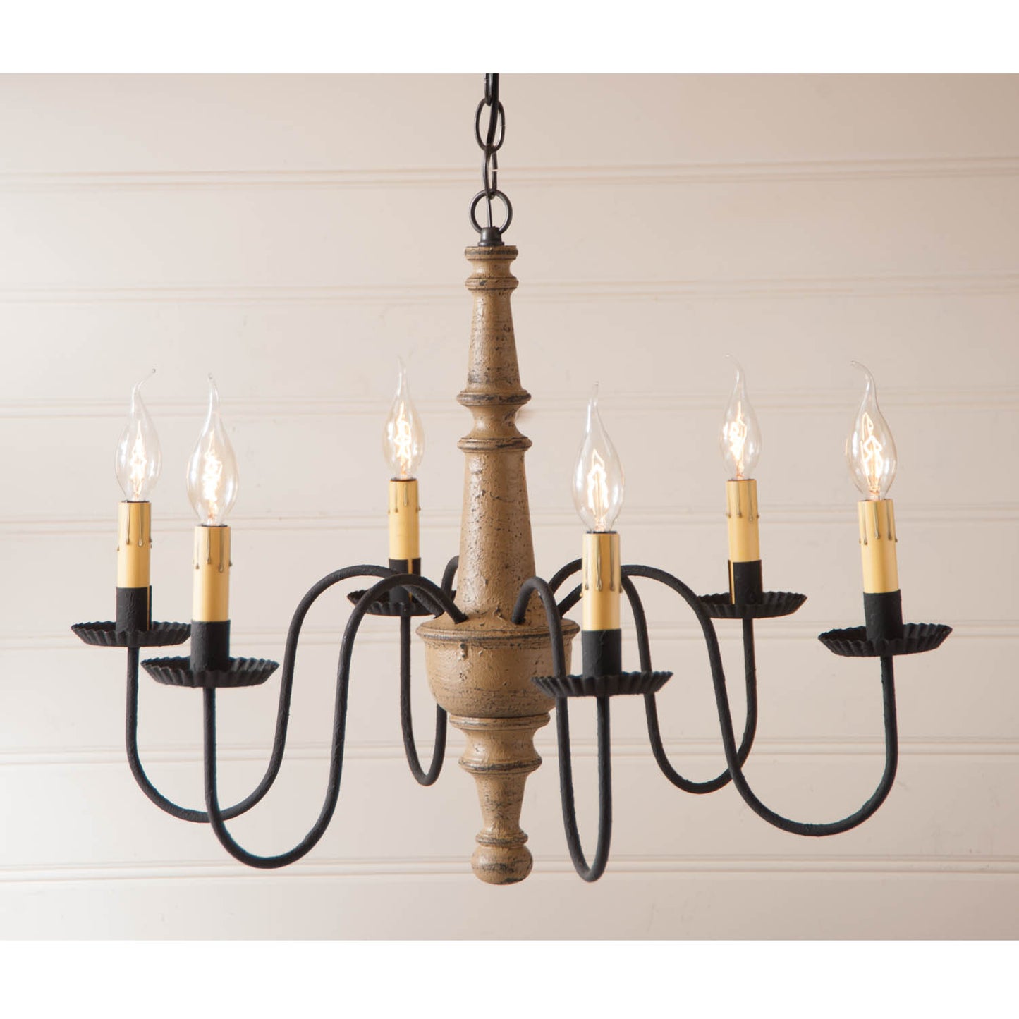 6-Arm Harrison Wood Chandelier in Americana Pearwood