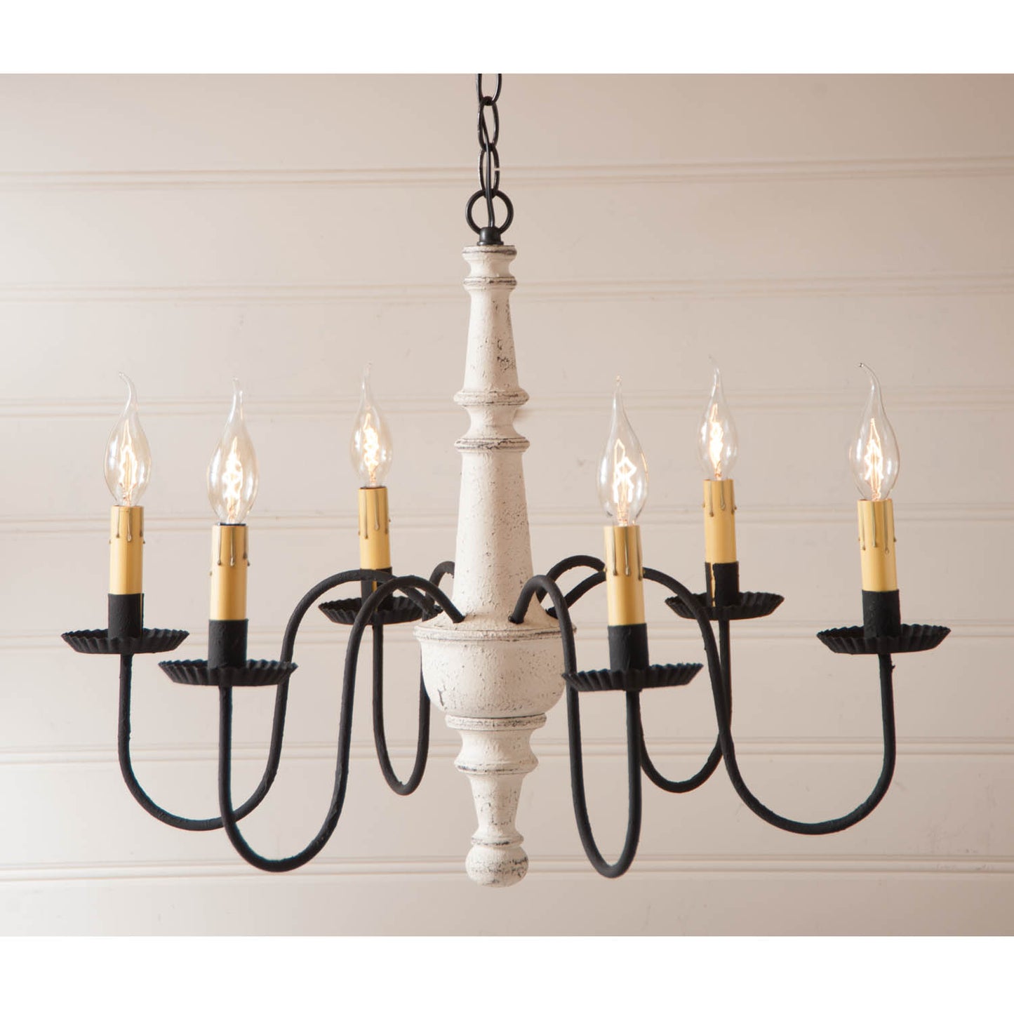 6-Arm Harrison Wood Chandelier in Americana White