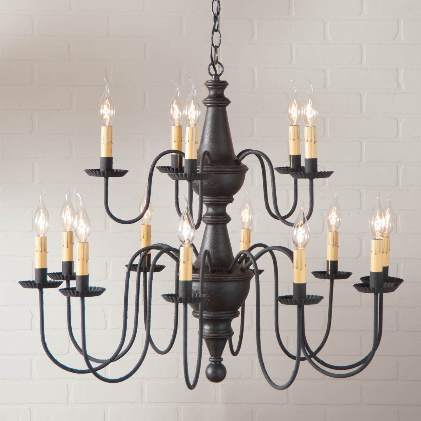 15-Arm Harrison Two Tier Wood Chandelier in Black