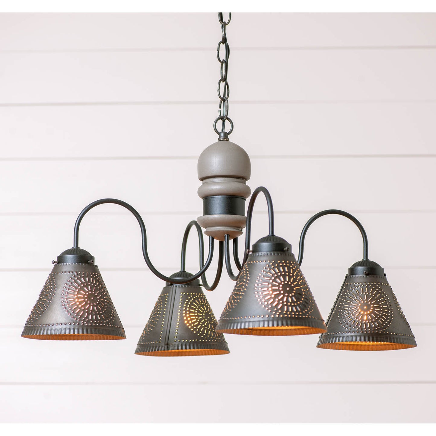 4-Arm Cambridge Wood Chandelier in Earl Gray