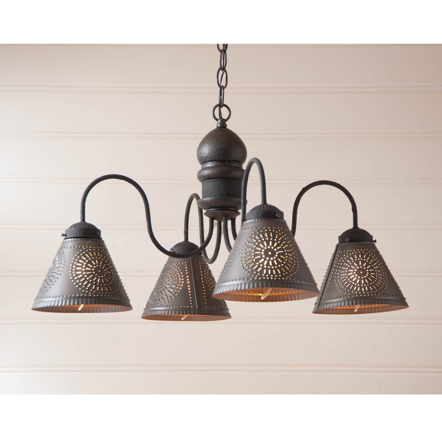 4-Arm Cambridge Wood Chandelier in Americana Black