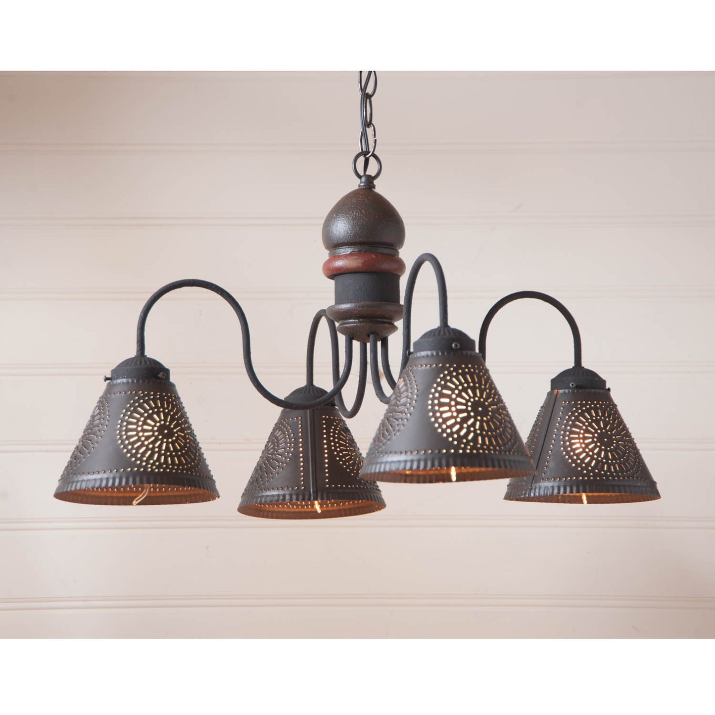 4-Arm Cambridge Wood Chandelier in Americana Espresso