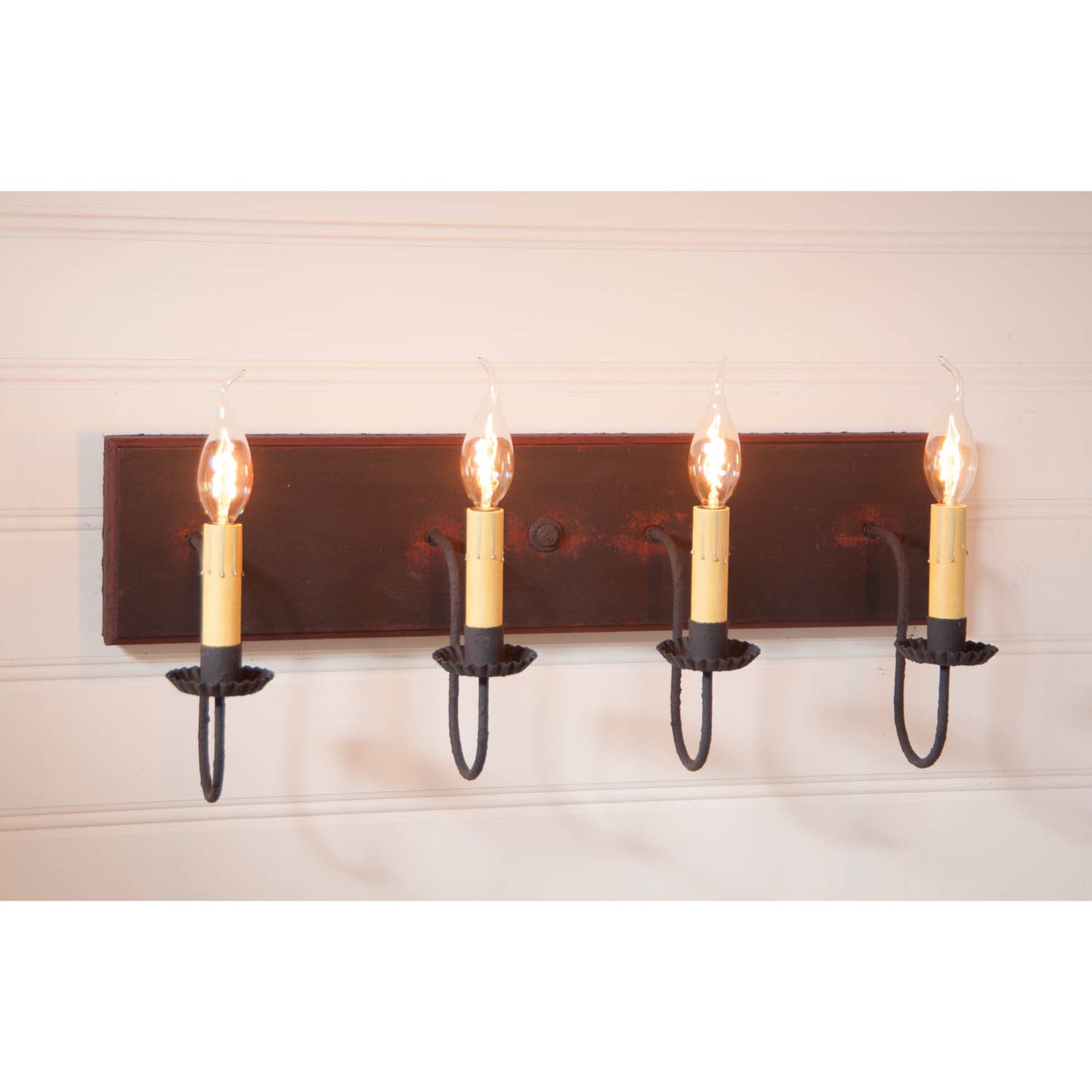 4-Light Vanity Light in Hartford Black with Red Stripe
