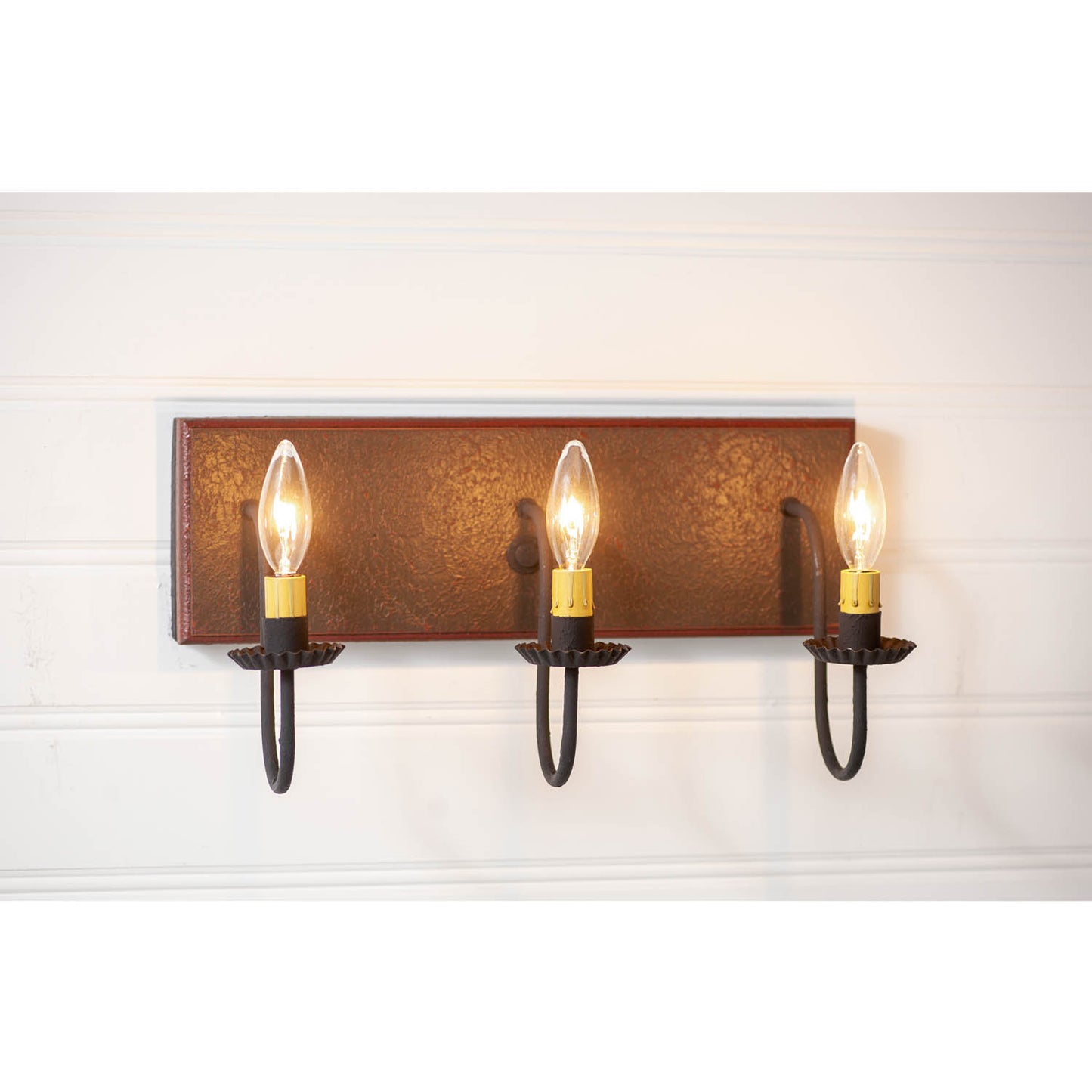 3-Light Vanity Light in Espresso with Salem Brick Stripe