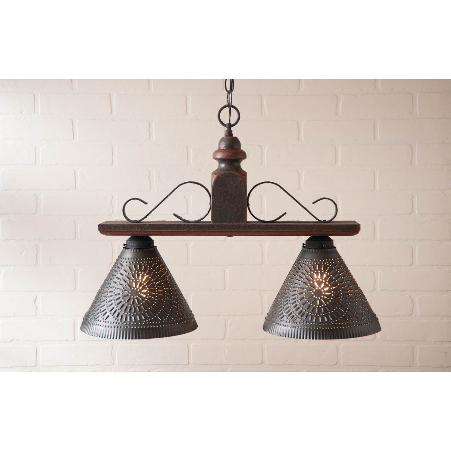 Wellington Medium Island Light in Espresso with Salem Brick