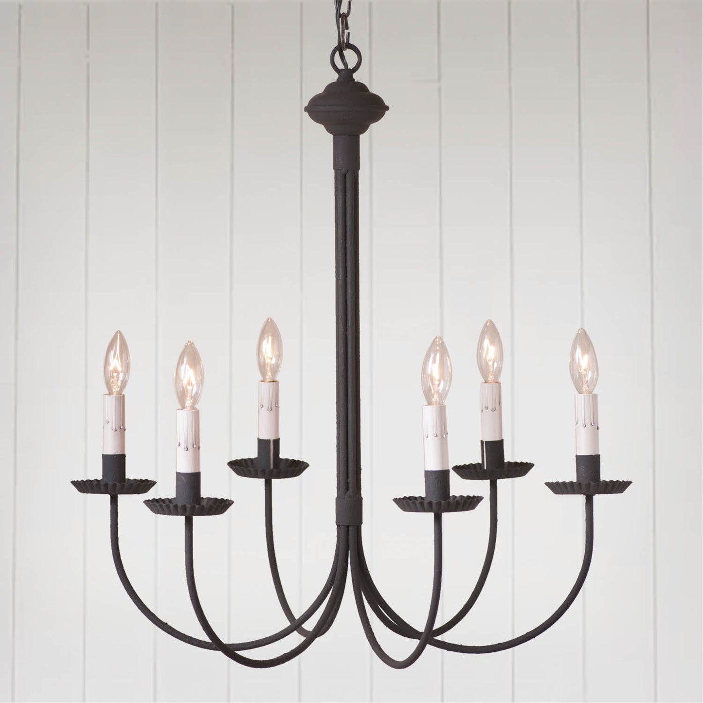 6-Arm Grandview Chandelier with Gray Sleeves