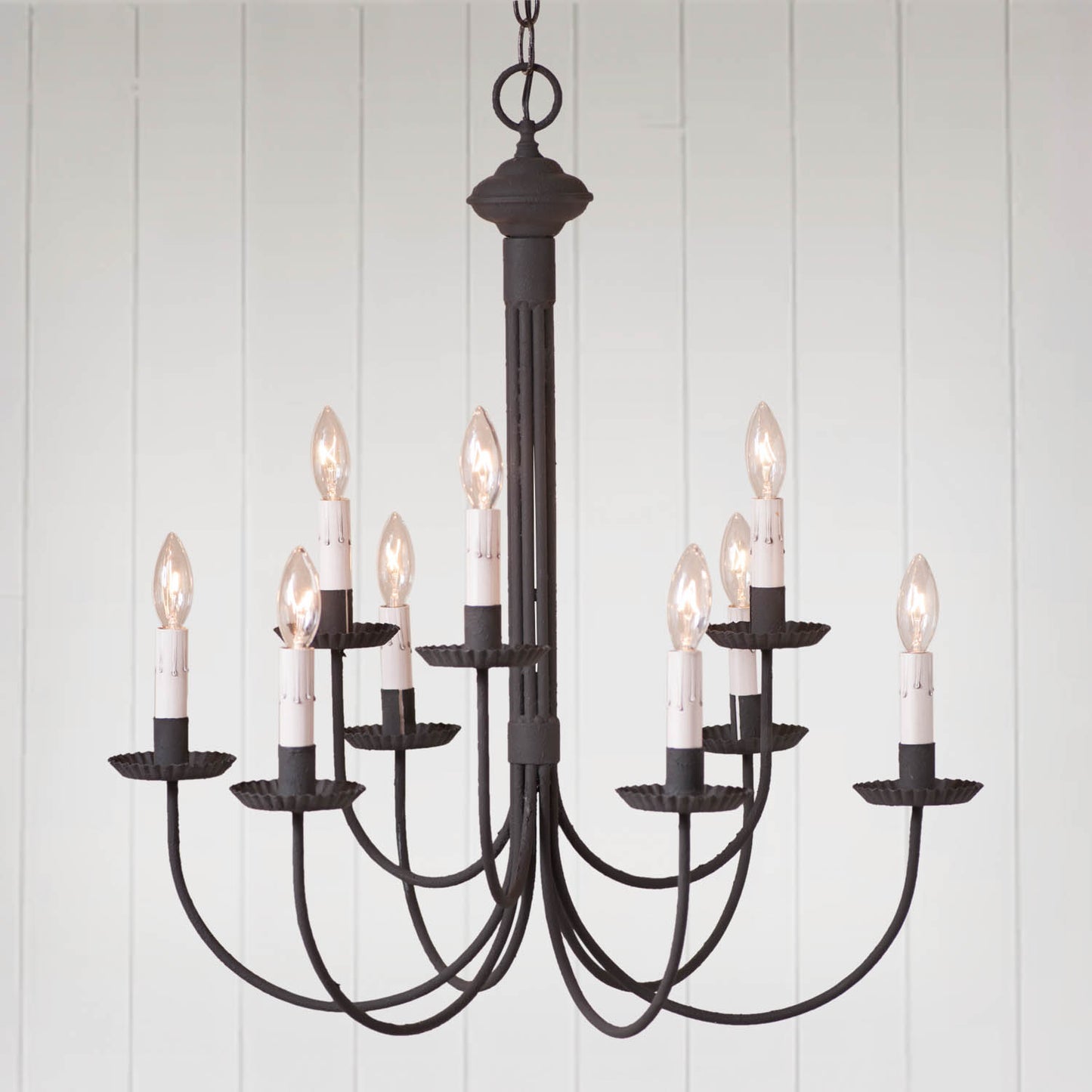 9-Arm Grandview Chandelier with Gray Sleeves