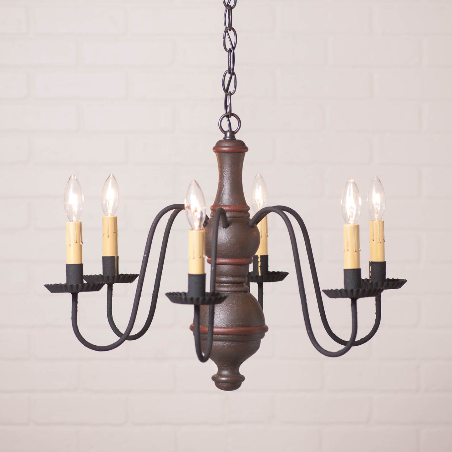 6-Arm Medium Chesterfield Wood Chandelier in Americana Espresso