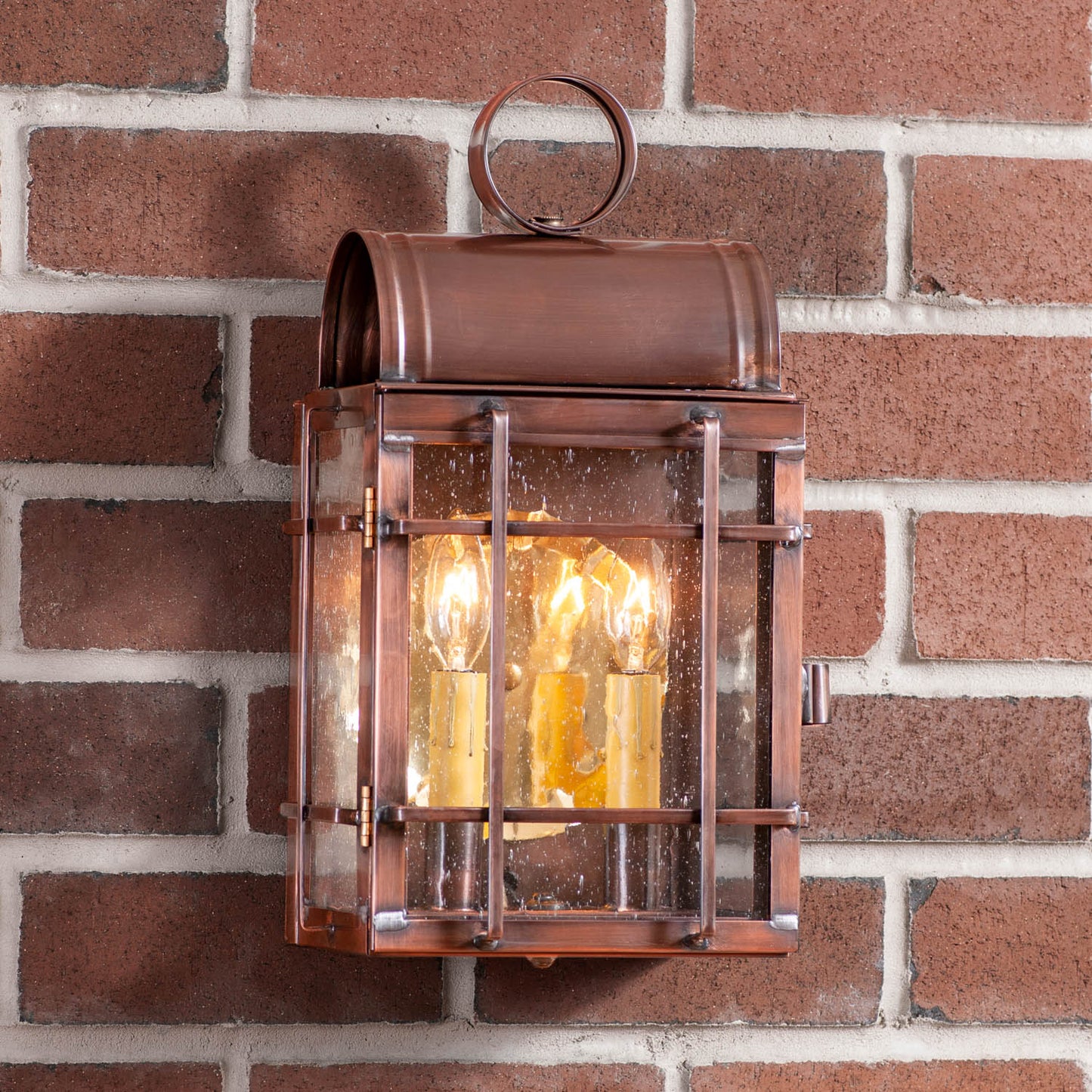 Carriage House Outdoor Wall Light in Solid Antique Copper - 2 Light