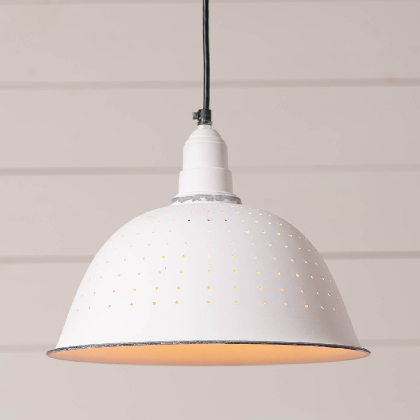 Colander Pendant Light in Rustic White