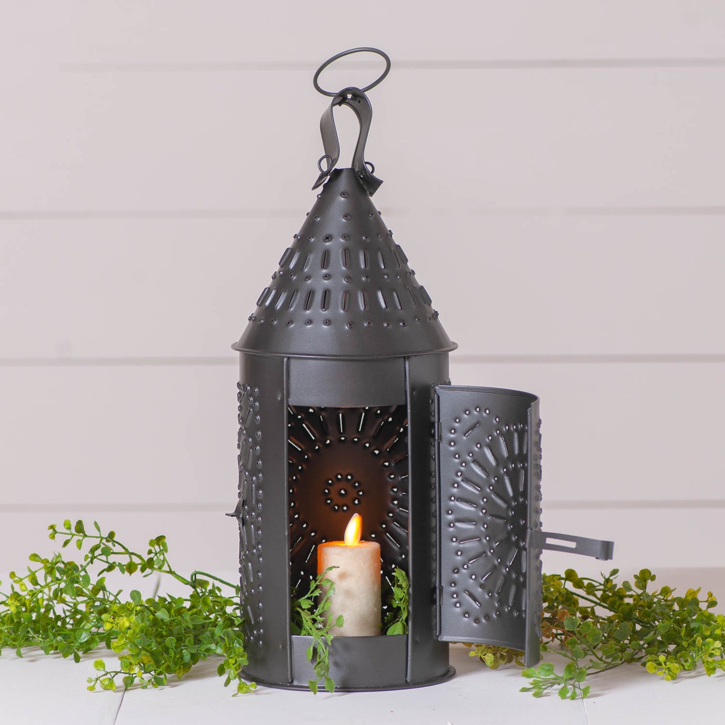 15-Inch Primitive Lantern in Smokey Black