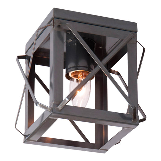 Single Ceiling Light with Folded Bars in Cntry Tin
