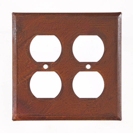 Double Outlet Cover Unpierced in Rustic Tin