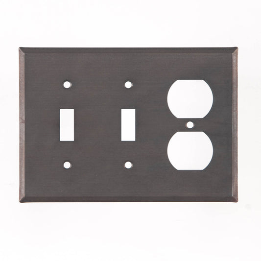 Double Switch & Outlet Cover Unpierced in Blck Tin