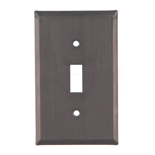 Single Switch Cover Unpierced in Blackened Tin