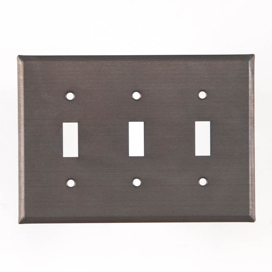 Triple Switch Cover Unpierced in Blackened Tin