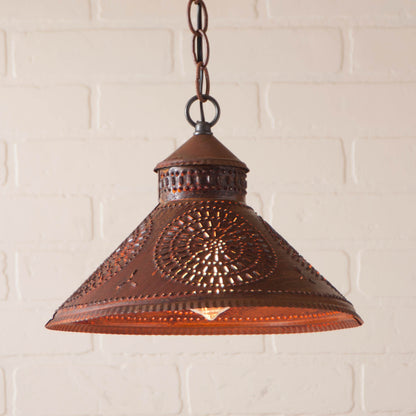 Stockbridge Shade Light with Chisel in Rustic Tin