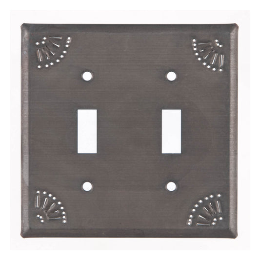 Double Switch Cover with Chisel in Blackened Tin