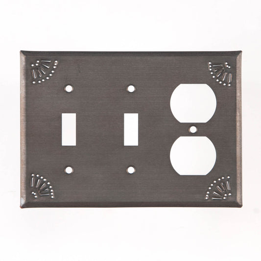 Double Switch & Outlet Cover with Chisel Blck Tin