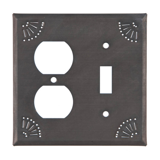 Outlet & Switch Cover with Chisel in Blackened Tin
