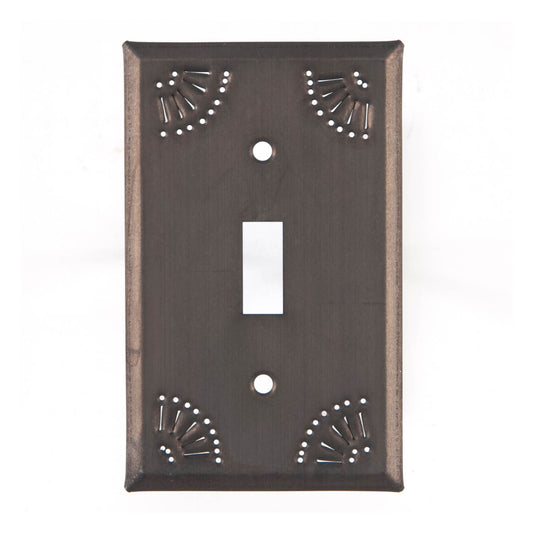 Single Switch Cover with Chisel in Blackened Tin