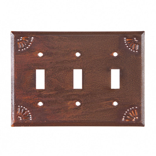 Triple Switch Cover with Chisel in Rustic Tin
