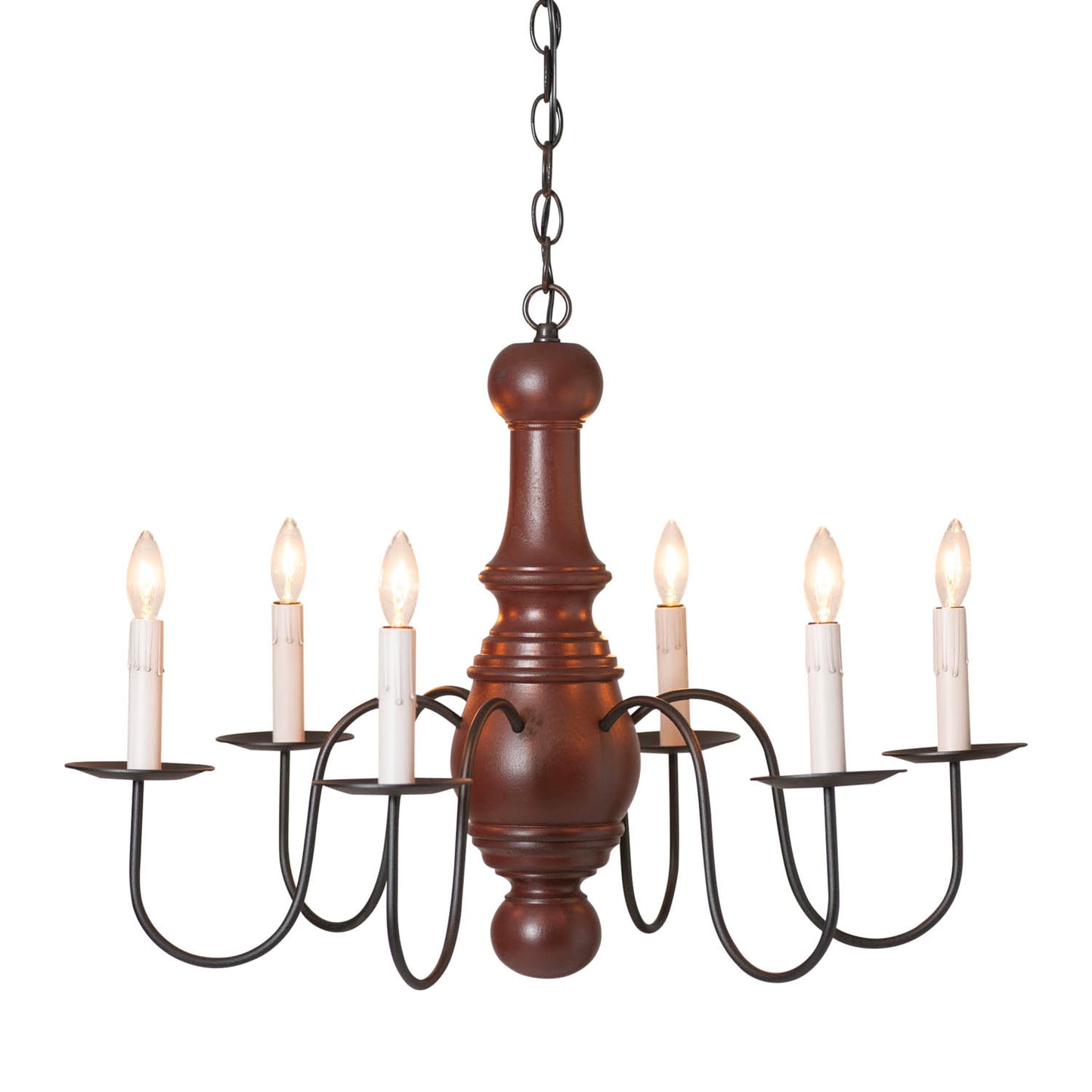 6-Arm Maple Glenn Wood Chandelier in Rustic Red
