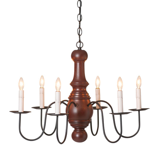 6-Arm Maple Glenn Wood Chandelier in Rustic Red