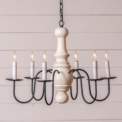 6-Arm Maple Glenn Wood Chandelier in Rustic White