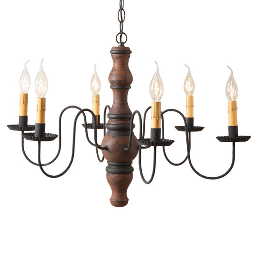 6-Arm Gettysburg Wood Chandelier in Hartford Pumpkin