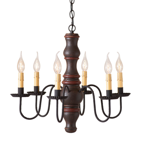 6-Arm Gettysburg Wood Chandelier in Americana Espresso