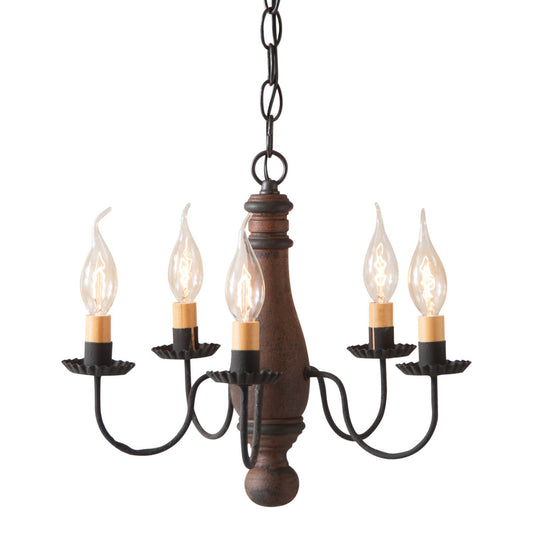 5-Arm Bed & Breakfast Wood Chandelier in Hartford Pumpkin