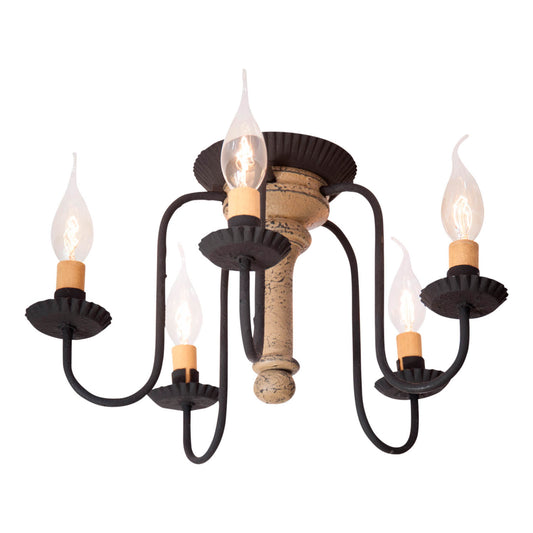 5-Light Berkshire Semi-Flush Mount Wood Ceiling Light in Pearwood