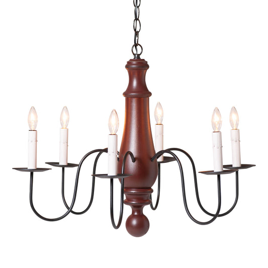 6-Arm Large Norfolk Wood Chandelier in Rustic Red