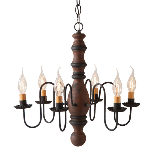 6-Arm Manassas Wood Chandelier in Hartford Pumpkin