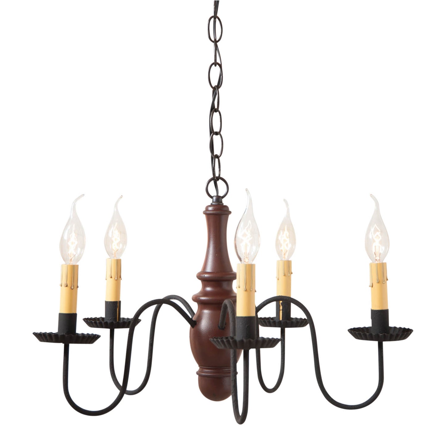 5-Arm Lynchburg Wood Chandelier in Sturbridge Red