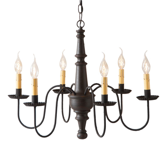 6-Arm Harrison Wood Chandelier in Americana Black
