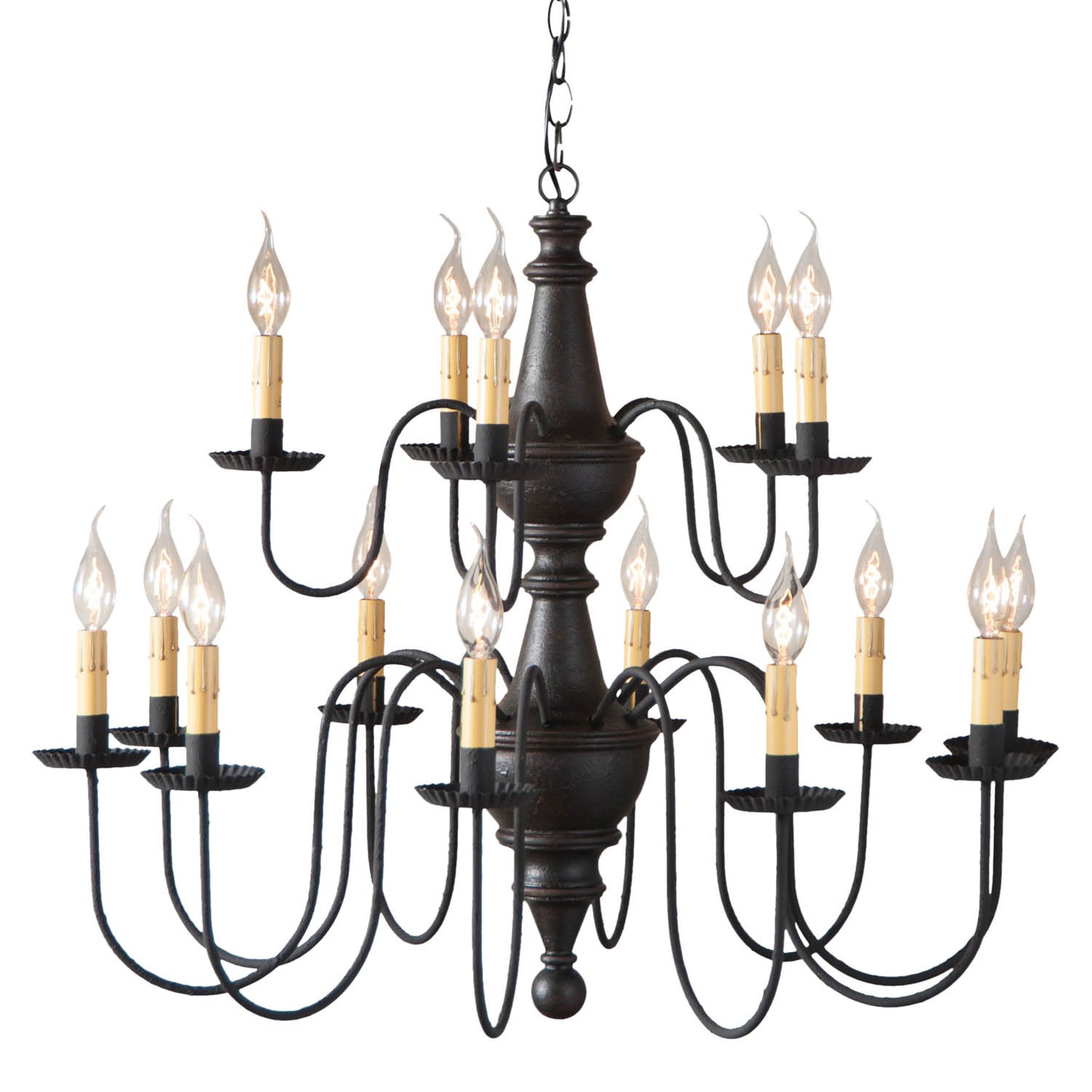 15-Arm Harrison Two Tier Wood Chandelier in Black